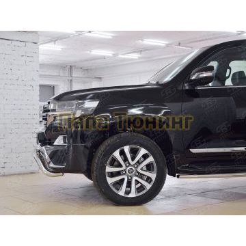 Защита передняя двойная с надписью d57-d57 РусСталь для Toyota LC 200 Executive 2016-