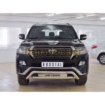 Защита передняя двойная с надписью d57-d57 РусСталь для Toyota LC 200 Executive 2016-