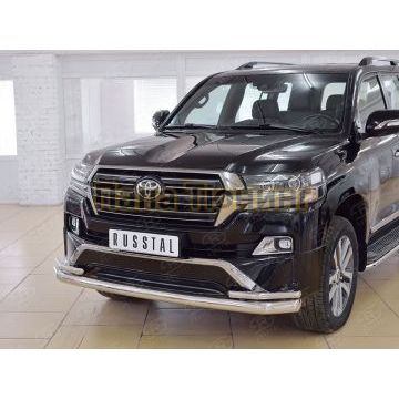 Защита передняя двойная d76-d42 РусСталь для Toyota LC 200 Executive 2016-