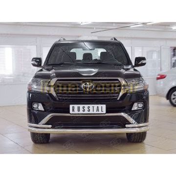 Защита передняя двойная d76-d42 РусСталь для Toyota LC 200 Executive 2016-