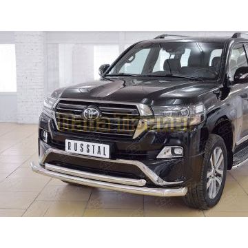 Защита передняя двойная d76-d57  РусСталь для Toyota LC 200 Executive 2016-