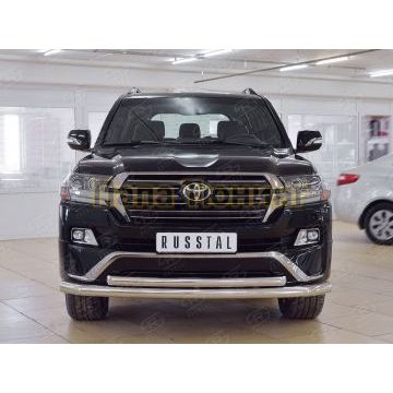 Защита передняя двойная d76-d57  РусСталь для Toyota LC 200 Executive 2016-