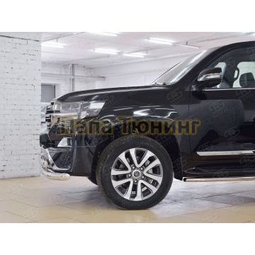 Защита передняя двойная с декором 76-75х42 мм РусСталь для Toyota LC 200 Executive 2016-