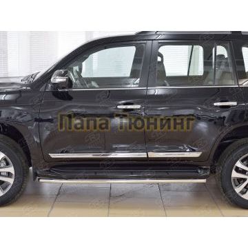 Защита штатных порогов d42 РусСталь для Toyota LC 200 Executive 2016-