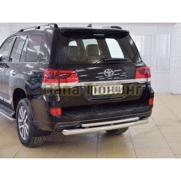 Защита задняя двойная с декором d76-d42 РусСталь для Toyota LC 200 Executive 2016-