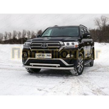Защита передняя двойная 76-60 мм ТСС для Toyota Land Cruiser 200 Executive 2016- Защита передняя двойная 76-60 мм ТСС для Toyota Land Cruiser 200 Executive 2016-