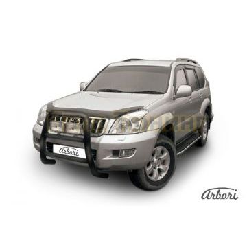 Кенгурин чёрная сталь высокий 76 мм Slitkoff для Toyota Land Cruiser Prado 120 2002-2009