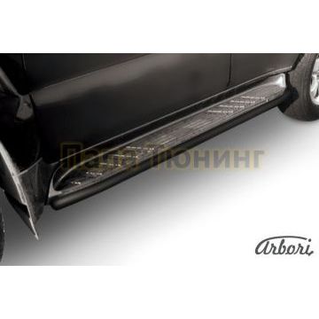 Защита штатных порогов чёрная сталь труба 42 мм Slitkoff для Toyota Land Cruiser Prado 120 2002-2009 Защита штатных порогов чёрная сталь труба 42 мм Slitkoff для Toyota Land Cruiser Prado 120 2002-2009
