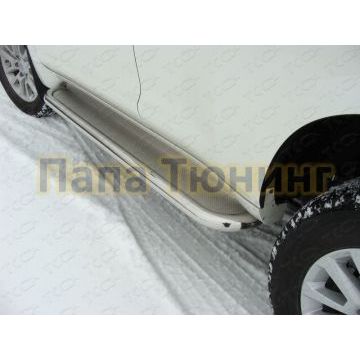 Пороги с площадкой нержавеющий лист 60 мм ТСС для Toyota Land Cruiser 150 2009-2017 Пороги с площадкой нержавеющий лист 60 мм ТСС для Toyota Land Cruiser 150 2009-2017