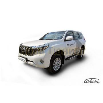 Пороги алюминиевые Arbori Luxe Black черные для Toyota Land Cruiser Prado 150 2009-2017