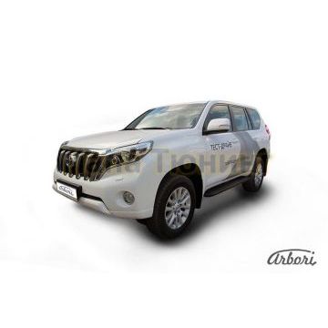 Пороги алюминиевые Arbori Optima Black чёрные для Toyota Land Cruiser Prado 150 2009-2017