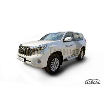 Пороги алюминиевые Arbori Optima Silver серебристые для Toyota Land Cruiser Prado 150 2009-2017