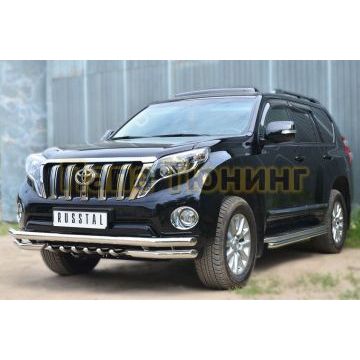 Защита штатных порогов d42 РусСталь для Toyota Land Cruiser 150 2013-2017