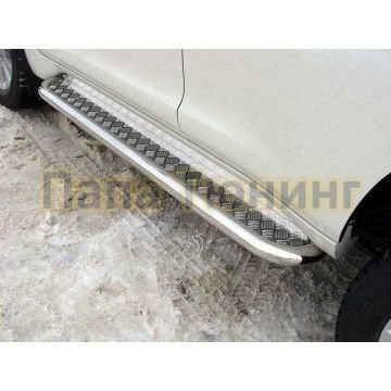 Пороги с площадкой алюминиевый лист 60 мм ТСС для Toyota Land Cruiser Prado 150 2017-