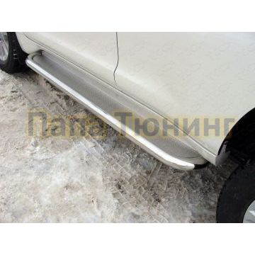 Пороги с площадкой нержавеющий лист 60 мм ТСС для Toyota Land Cruiser Prado 150 2017-
