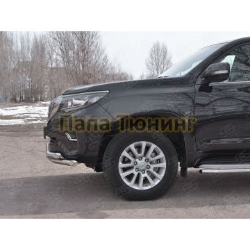 Защита передняя двойная d57-d57 с декором РусСталь для Toyota Land Cruiser Prado 150 2017-