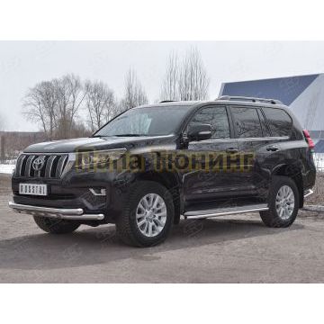 Защита передняя двойная d57-d57 с декором РусСталь для Toyota Land Cruiser Prado 150 2017-