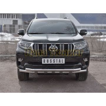 Защита передняя двойная d57-d57 с декором РусСталь для Toyota Land Cruiser Prado 150 2017-