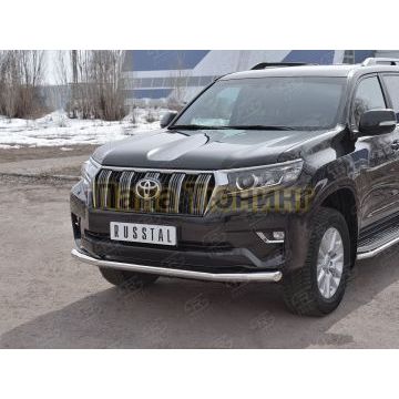 Защита переднего бампера d57 РусСталь для Toyota Land Cruiser Prado 150 2017-
