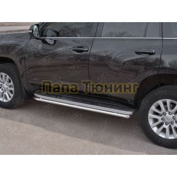 Защита штатных порогов d42 РусСталь для Toyota Land Cruiser Prado 150 2017-