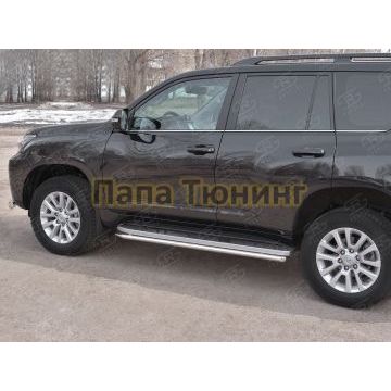 Защита штатных порогов d42 РусСталь для Toyota Land Cruiser Prado 150 2017-