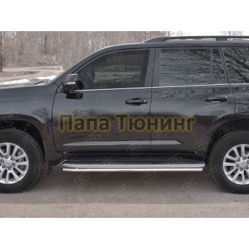 Защита штатных порогов d42 РусСталь для Toyota Land Cruiser Prado 150 2017-