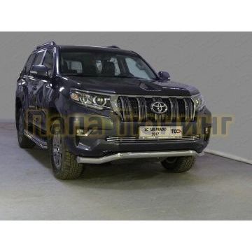 Защита переднего бампера волна 76 мм ТСС для Toyota Land Cruiser Prado 150 2017-