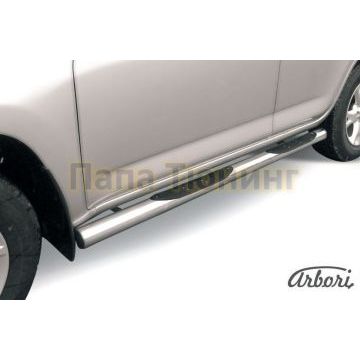 Пороги труба с накладками 76 мм Slitkoff для Toyota RAV4 2009-2010 Пороги труба с накладками 76 мм Slitkoff для Toyota RAV4 2009-2010