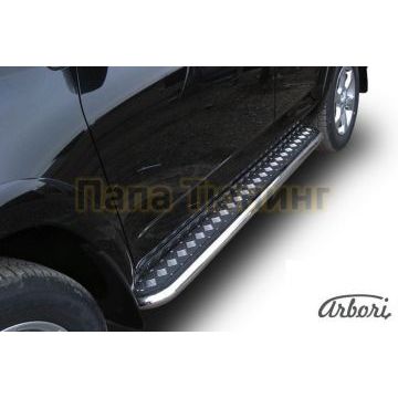 Пороги с площадкой алюминиевый лист 57 мм на длинную базу Slitkoff для Toyota RAV4 2009-2010 Пороги с площадкой алюминиевый лист 57 мм на длинную базу Slitkoff для Toyota RAV4 2009-2010