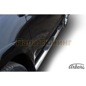 Пороги труба с накладками 76 мм на длинную базу Slitkoff для Toyota RAV4 2009-2010 Пороги труба с накладками 76 мм на длинную базу Slitkoff для Toyota RAV4 2009-2010