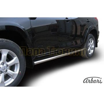 Защита штатных порогов труба 76 мм на длинную базу Slitkoff для Toyota RAV4 2009-2010 Защита штатных порогов труба 76 мм на длинную базу Slitkoff для Toyota RAV4 2009-2010