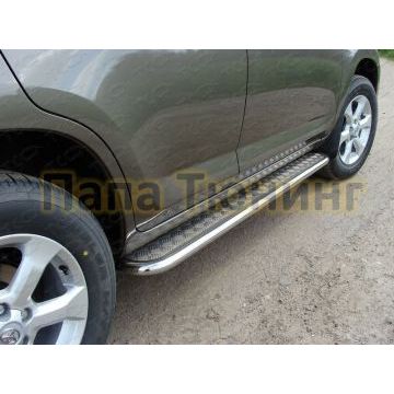 Пороги с площадкой алюминиевый лист 42 мм ТСС для Toyota RAV4 2010-2013 Пороги с площадкой алюминиевый лист 42 мм ТСС для Toyota RAV4 2010-2013