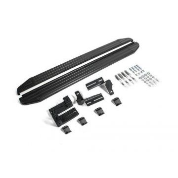 Пороги алюминиевые Rival Black-Premium для Toyota RAV4 2015-2019