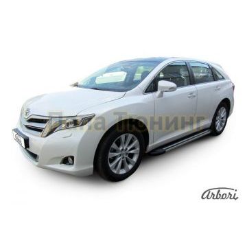 Пороги алюминиевые Arbori Luxe Black черные для Toyota Venza 2012-2017