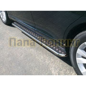 Пороги с площадкой алюминиевый лист 42 мм ТСС для Toyota Venza 2012-2017