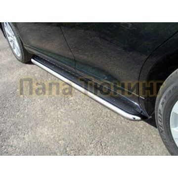 Пороги с площадкой нержавеющий лист 42 мм ТСС для Toyota Venza 2012-2017