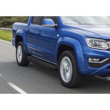 Пороги алюминиевые Rival Black-Premium для Volkswagen Amarok 2016-