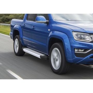 Пороги алюминиевые Rival Silver New для Volkswagen Amarok 2016-