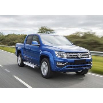 Пороги алюминиевые Rival Silver New для Volkswagen Amarok 2016-