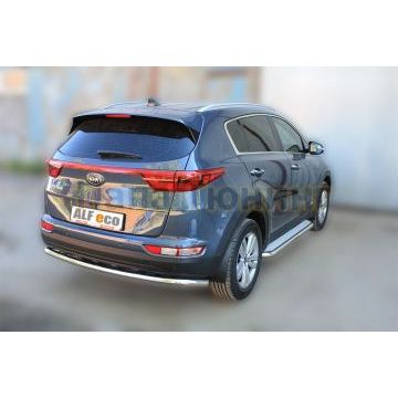 Пороги с площадкой алюминиевый лист 60 мм ALFeco для Kia Sportage 2016-2018