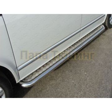 Пороги с площадкой алюминиевый лист 60 мм ТСС для Volkswagen Caravelle T6 2015- Пороги с площадкой алюминиевый лист 60 мм ТСС для Volkswagen Caravelle T6 2015-