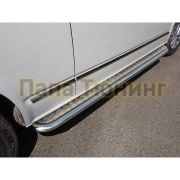 Пороги с площадкой алюминиевый лист 60 мм ТСС для Volkswagen Caravelle T6 Long 2015- Пороги с площадкой алюминиевый лист 60 мм ТСС для Volkswagen Caravelle T6 Long 2015-