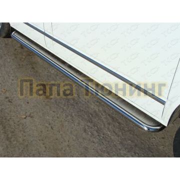 Пороги с площадкой нержавеющий лист 42 мм ТСС для Volkswagen Multivan/Caravelle 2009-2015