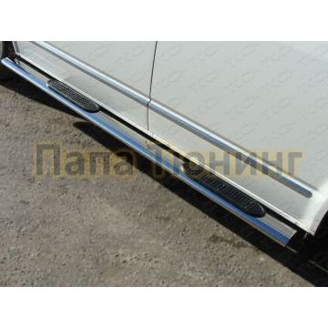 Пороги труба овальная с накладками 120х60 мм ТСС для Volkswagen Multivan/Caravelle 2009-2015