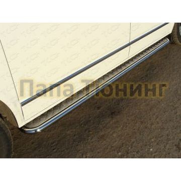 Пороги с площадкой алюминиевый лист 42 мм ТСС для Volkswagen Multivan/Caravelle 2009-2015