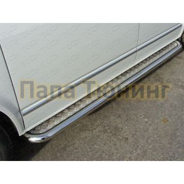 Пороги с площадкой алюминиевый лист 60 мм ТСС для Volkswagen Multivan/Caravelle 2009-2015