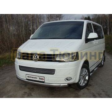 Защита передняя овальная 75х42 мм ТСС для Volkswagen Multivan/Caravelle 2009-2015