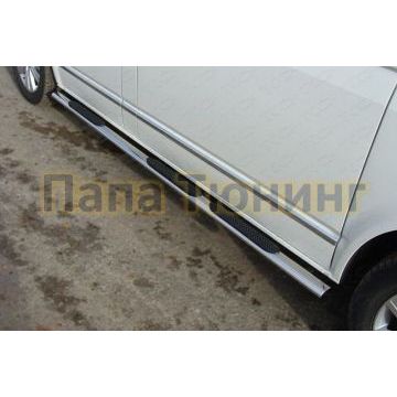 Пороги труба овальная с накладками 75х42 мм ТСС для Volkswagen Multivan T6 2015- Пороги труба овальная с накладками 75х42 мм ТСС для Volkswagen Multivan T6 2015-