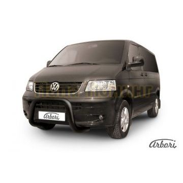 Кенгурин чёрная сталь низкий мини 76 мм Slitkoff для Volkswagen Multivan T5 2003-2009