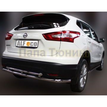 Защита заднего бампера двойная 60-42 мм ALFeco для Nissan Qashqai (ВСЕ) 2014-2019